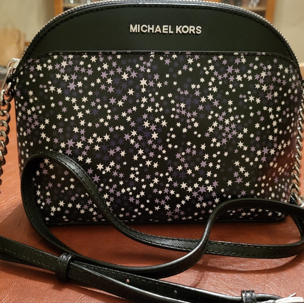 MICHAEL KORS Star Printed Crossbody Bag With Adjustable Strap!